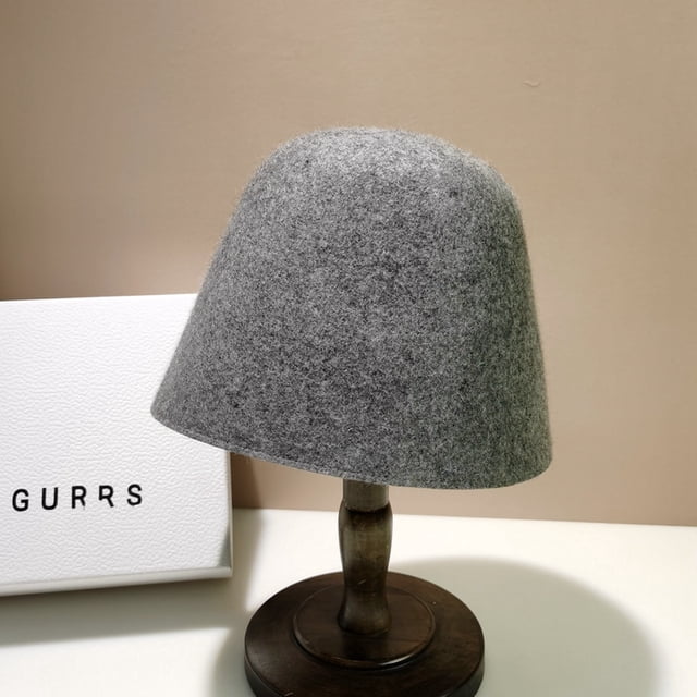 grey Womens Warm Wool Cloche Hat Solid Winter Bucket Hats excellent workmanship, classic look,easy to carry and storage(M)