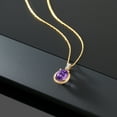 thumbnail image 4 of Gem Stone King 10K Yellow Gold Purple Amethyst and White Diamond Pendant Necklace for Women | 1.70 Cttw | Gemstone Birthstone | With 18 inch Chain, 4 of 5