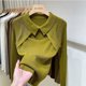 thumbnail image 1 of Women Clothing Fashion Polo Collar Hollow Out Knit Pullover Autumn Elegant Sexy Solid Patchwork Sweater Chic Y2K Long Sleeve Top, 1 of 5