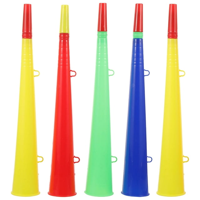 5pcs Stadium Horn Plastic Trumpet Noisemakers for Sporting Events Graduation Games Sports Mixed Color