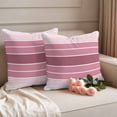 thumbnail image 2 of Pink Ombre Stripe Outdoor Waterproof Pillow Covers, Farmhouse Striped Gradient Decorative Square Throw Pillowcase Sofa Cushion Sham for Patio/Couch/Chair, 20"x20" 2 Pack, 2 of 8