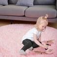 thumbnail image 6 of TWINNIS Round Rug Soft Fluffy Circle Rugs Shaggy Area Carpets for Bedroom, Baby Room,Nursery Room,4'x4',Pink, 6 of 7