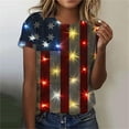 thumbnail image 4 of Cavosen Red White and Blue Clothes for Women Petite 4th of July Short Sleeve Crew Neck Tops USA Flag Print T Shirts Lady XL Red White and Blue Casual Tops Patriotic Tunic Tees Patriotic Clothes, 4 of 5