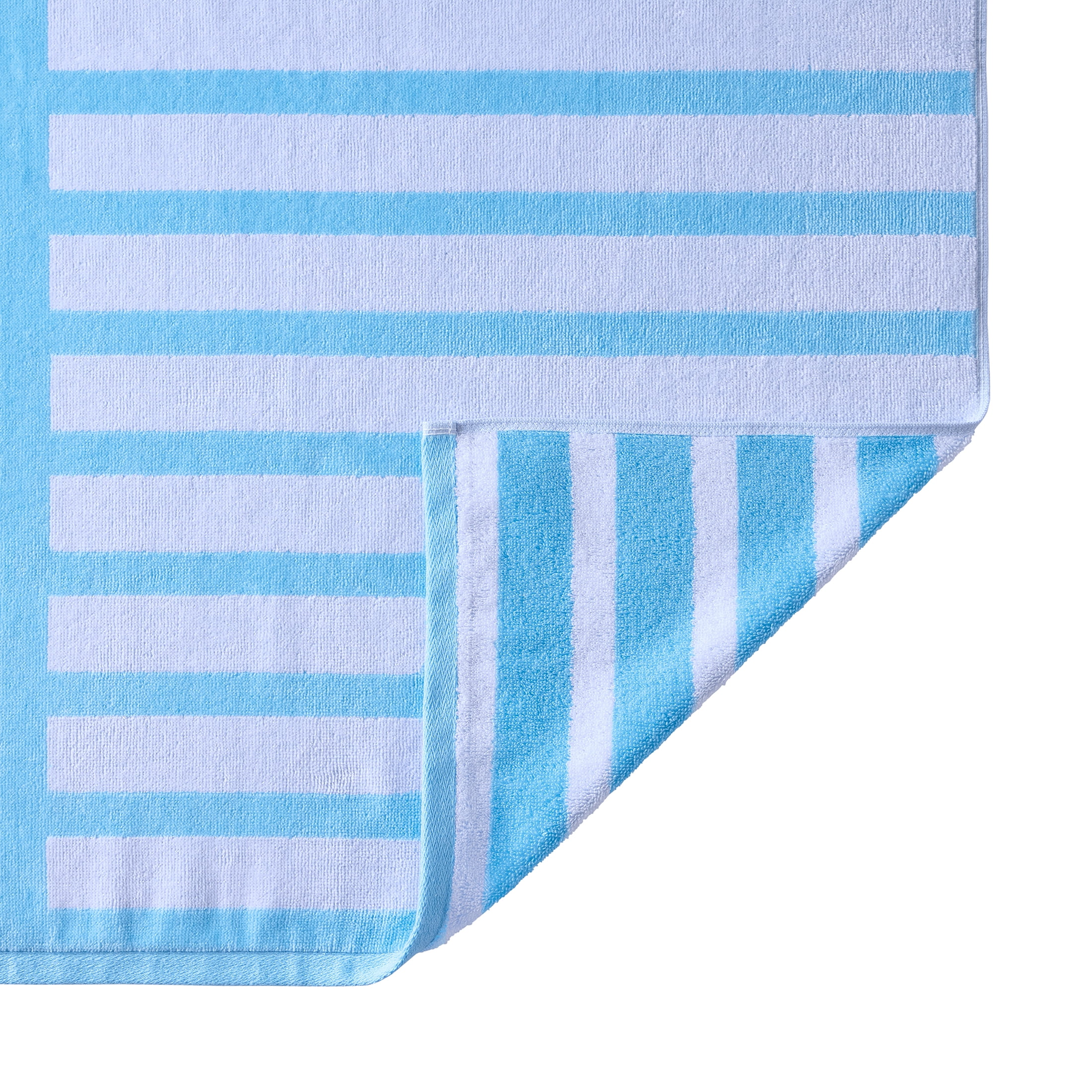 Better Homes & Gardens 2 Pack Cotton Blend Beach Towels, 72 x 38 in, Light Blue Rope