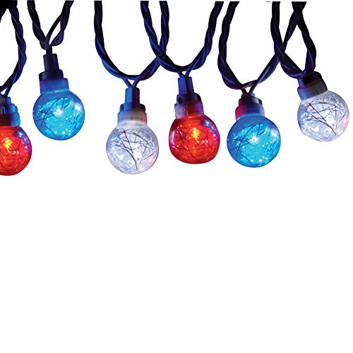 Patriotic Tinsel Globe String Lights