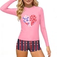 thumbnail image 2 of Edvintorg Girls Swimsuits Size 10-12 Independence Day 4Th Of July Long Sleeve Swim Top and Boyshort Bathing Suits for Girls, 2 of 8