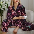 thumbnail image 6 of Pofeuu Humming Bird And Tropical Print Womens Pajamas Set Long Sleeve Sleepwear Button Down Nightwear Soft Pj Lounge Sets Button Down Pajamas Women-XX-Large, 6 of 7