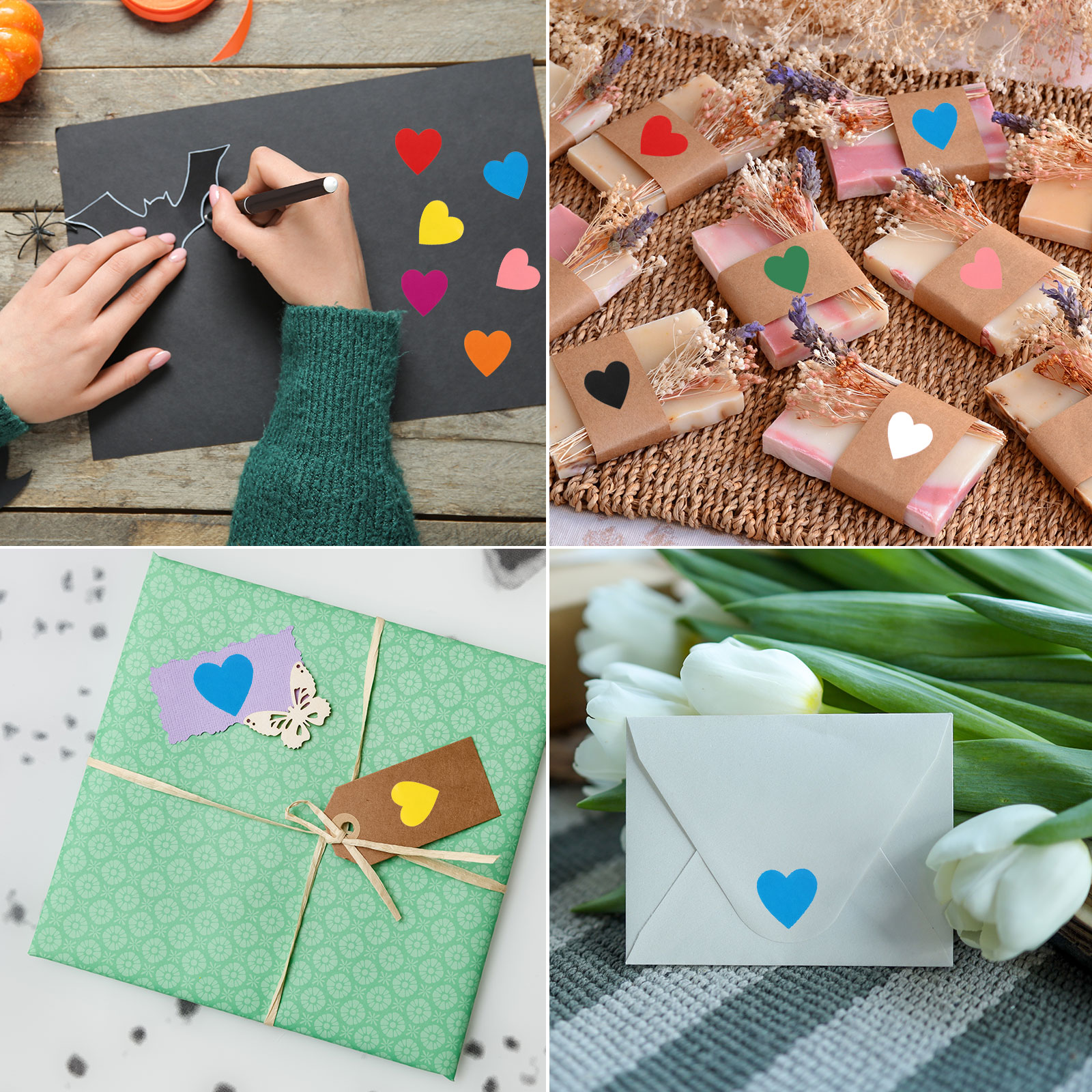 Unique Bargains Heart Stickers Self-Adhesive Coding Labels for DIY Crafts Pink