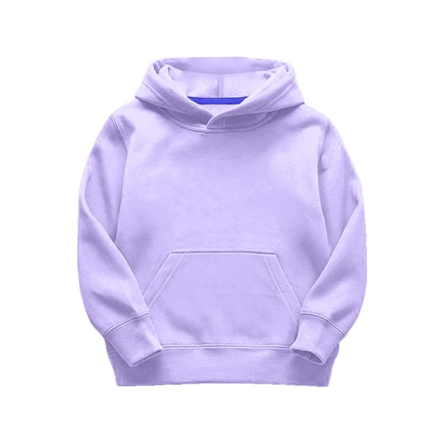 GDREDA Cute Sweatshirts for Girls Kids Child Toddler Boys Girls Solid Long Sleeve Patchwork Hooded Thickened Warm Sweatshirt Pullover Blouse Tops Outfits Clothes Purple,5-6 Years
