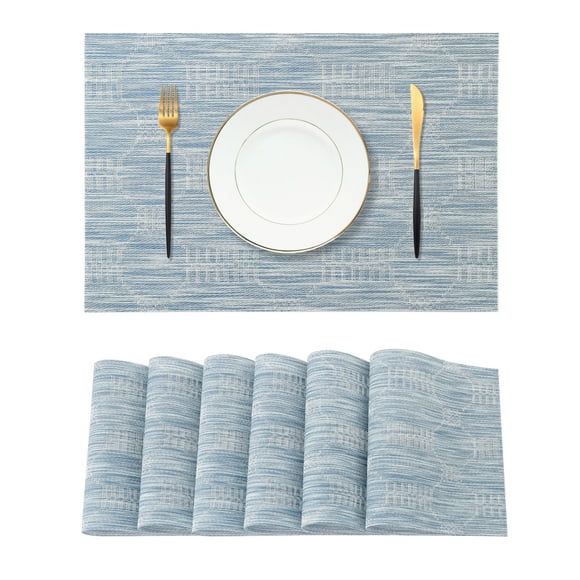Juego de 6 manteles individuales Leetaltree Alice Blue de PVC resistente al calor