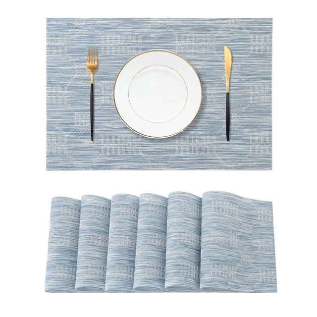 Juego de 6 manteles individuales Leetaltree Alice Blue de PVC resistente al calor