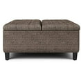 thumbnail image 4 of SIMPLIHOME Harrison Ottomane de Rangement Carrée pour Table Basse de 36 Pouces de Large avec Dessus Relevable, Tabouret Repose-Pieds Cocktail en Tissu Tweed Capitonné Brun Vison Rembourré pour le Salon, Traditionnel, 4 of 5