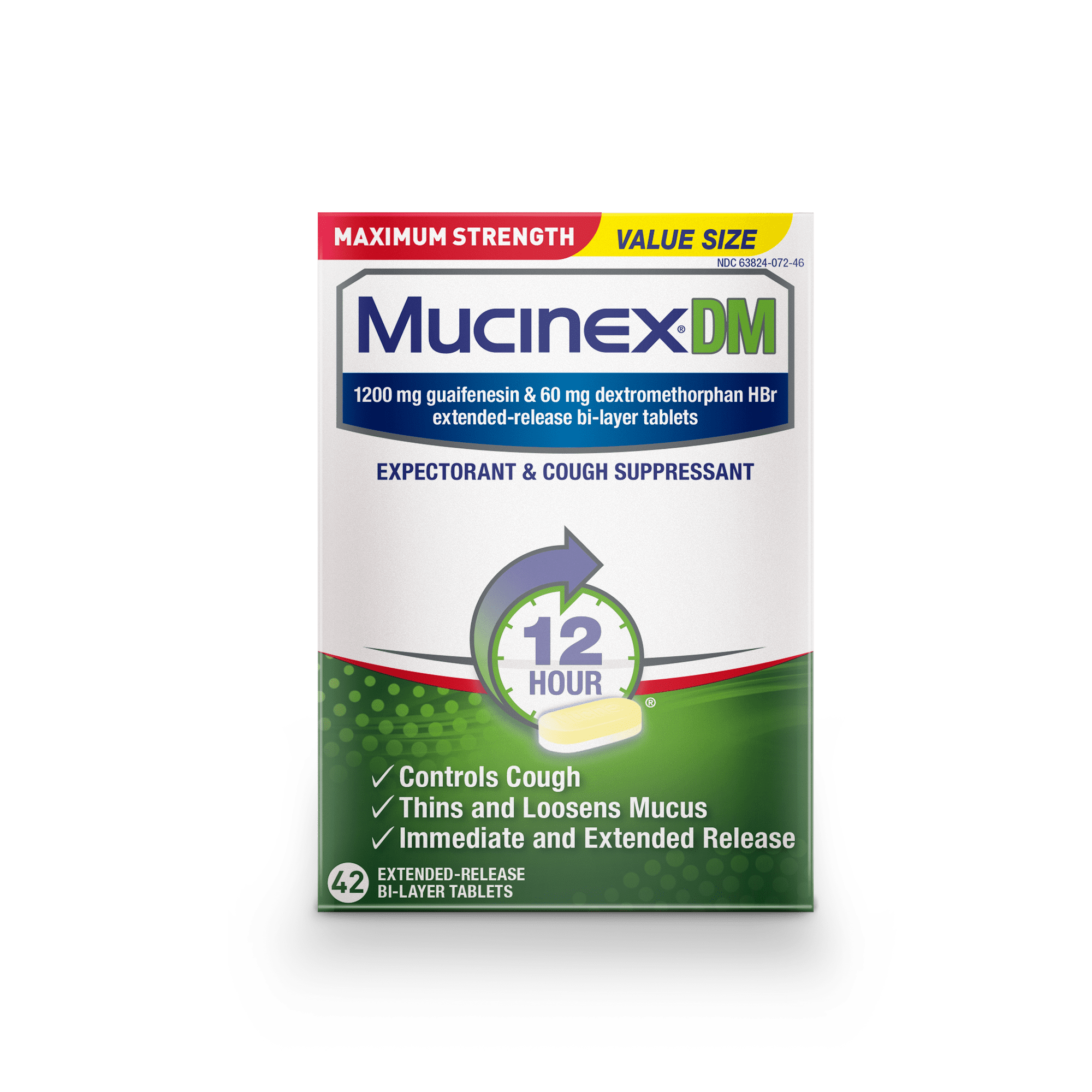 Mucinex Dm 12 Hour Maximum Strength Expectorant And Cough Suppressant Tablets 42 Tablets