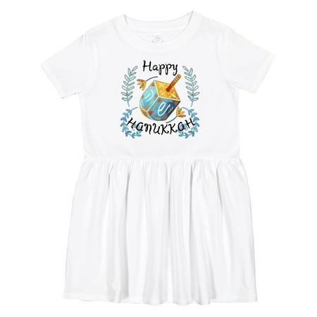 

Inktastic Happy Hanukkah Dreidel and Laurels Girls Toddler Dress