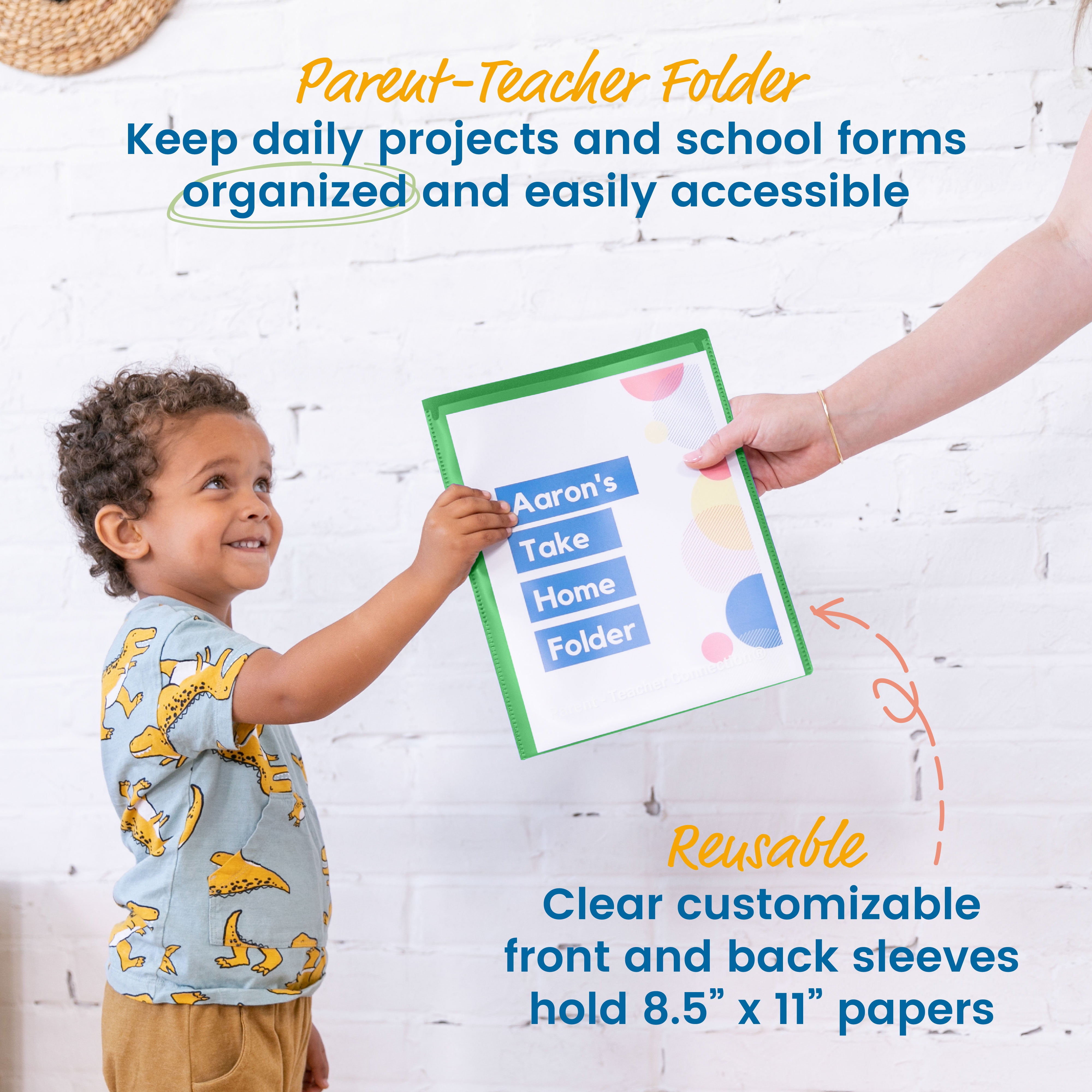 ECR4Kids 2-Pocket Parent-Teacher Classroom Communication Folder, Supplies, Green, 36-Piece