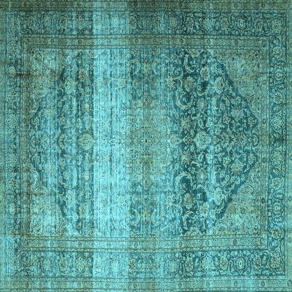Ahgly Company Indoor Square Persian Light Blue Traditional Area Rugs, 8' Square