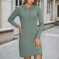 thumbnail image 2 of QHFBli Women Hooded Sweater Dress Trendy Texture Knit Casual Pullover Hoodies Loose Fit Long Sleeve Elegant Sweatshirt Fall Dress, 2 of 5