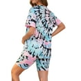 thumbnail image 3 of INSPIRE CHIC Women's Sports Pajamas Maternity Sets Tie Dye/Solid Short Sleeves T-Shirt and Shorts Set Loungewear 2 Piece Outfits Green Tie Dye X-Large, 3 of 6