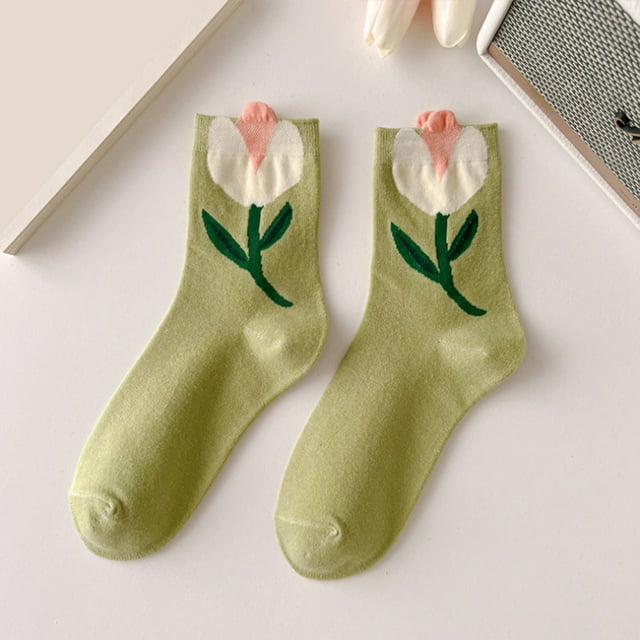 Chaussettes Vertes Chaudes de Noël Mode Coupe-Vent Mi-Tube Coton