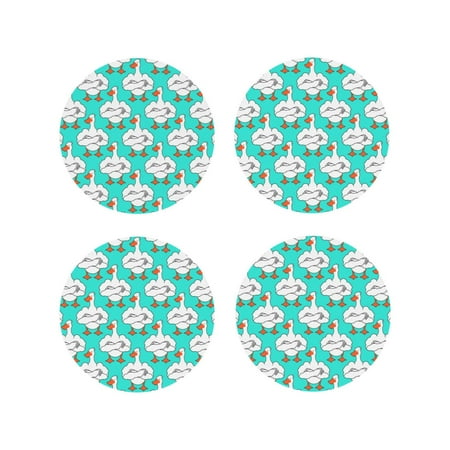 

Fuzoiu Strong Goose Print Leather Coasters Set Drink Coasters Set of 4 for Tabletop Protection Durable PVC Coasters Home Décor and Housewarming Gift-Round Shape