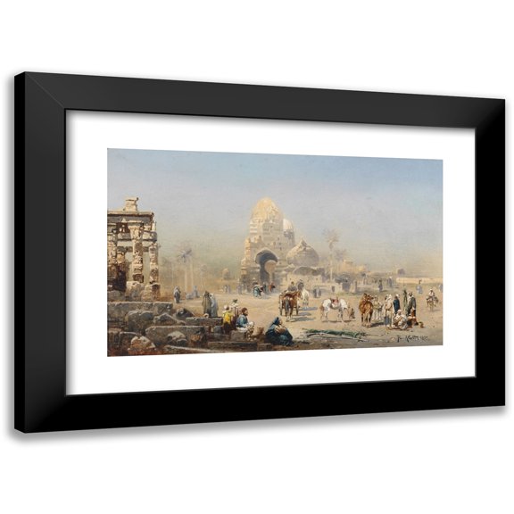 Robert Alott 14x11 Black Modern Framed Museum Art Print Titled - Oriental Street Scene