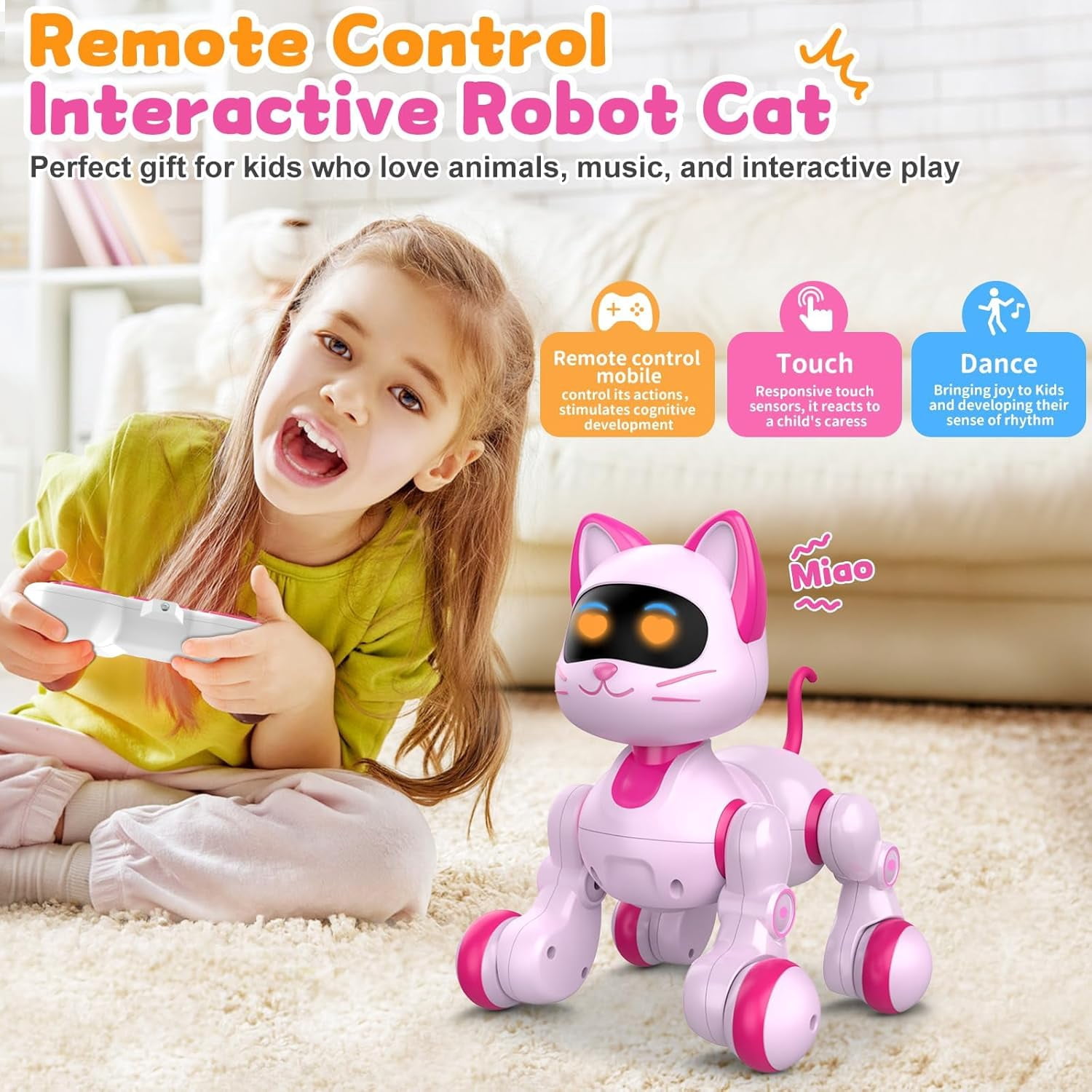 Gmdisc RC Robot Cat Toys for Kids, Gesture & Sensing Programmable Remote Control Smart Robot Toys for Age 3 4 5 6 7 8 Year Old Boys Girls Birthday Gift Present