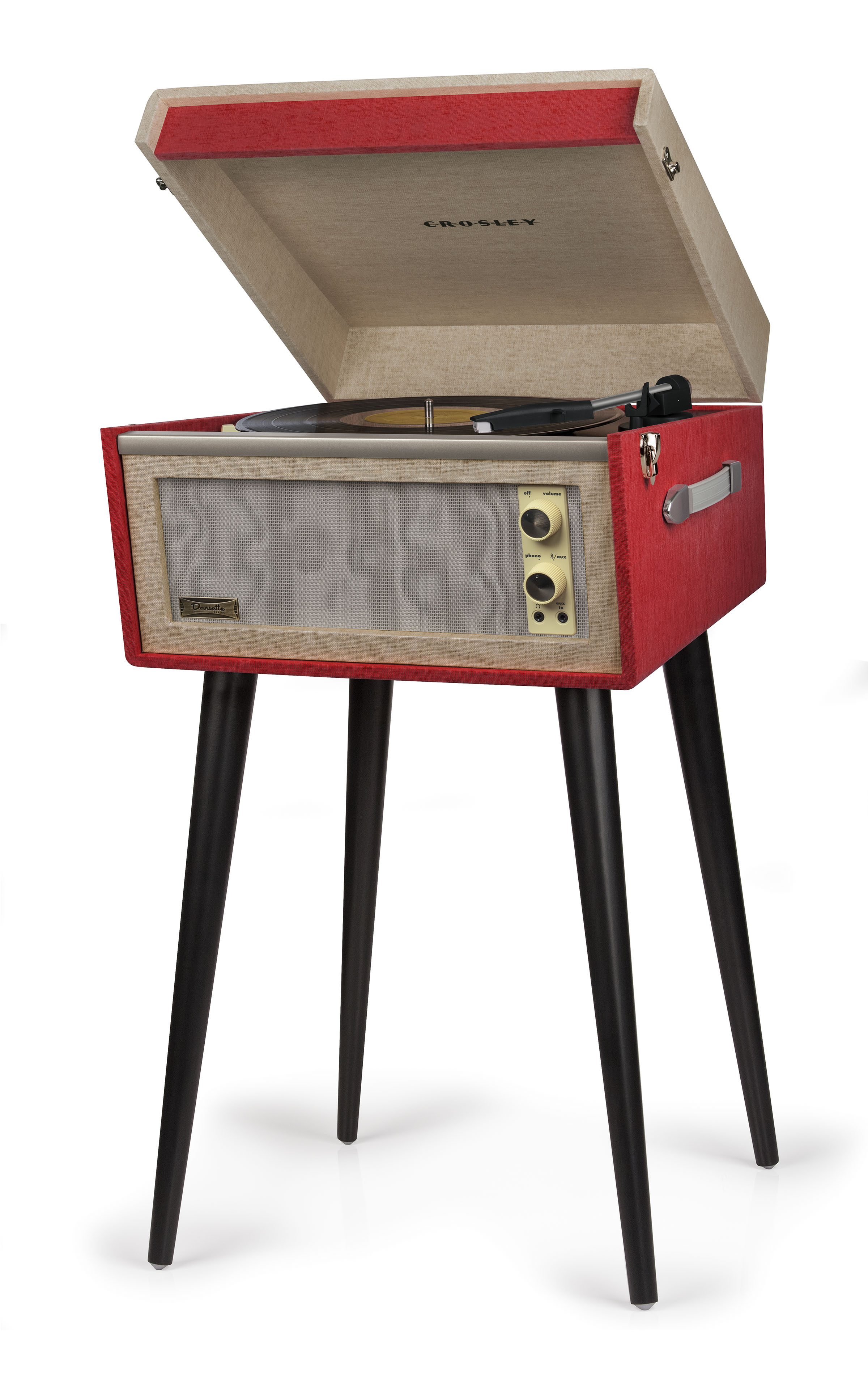 Crosley Dansette Bermuda Bluetooth Portable Suitcase Record Player with 2-speed Turntable - Red - CR6233D-RE - image 2 of 7
