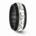 thumbnail image 5 of Edward Mirell Black Titanium & 925 Sterling Silver Inlay Polished Scroll Ring Size: 11; for Adults and Teens; for Women and Men, 5 of 7
