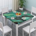 thumbnail image 3 of Green Marble Color Flow Pattern Square Fitted Tablecloth with Elastic Edge,Square Table Cover,Washable Elastic Table Cover for Home Kitchen Party Decor 34"x34", 3 of 6