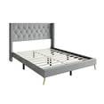 thumbnail image 3 of Home Design Homer Twin Diamond Tufted and Nailhead Trim Velvet Wingback Platform Bed Frame for Adult, Silver Gray, Easy Assembly, 3 of 8