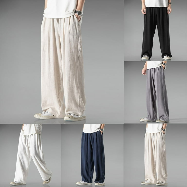Mens Casual Baggy Pants Elastic Waist Loose Soft Trousers Mens Casual Baggy Pants Elastic Waist Loose Soft Trousers