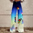 thumbnail image 2 of kaondbfi Women's Print Jeans Mid Waisted Wide Leg Baggy Flare Pants with Pockets Summer Jeans for Women, 2 of 9