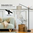 thumbnail image 3 of Arc Floor Lamp, Overhang Cantilever Standing Floor Lamp for Couch, Sofa, Reading, Living Room, Bedroom, Adjustable Balance Arm, Natural Linen Drum Shade, Matt Black Metal Pole, Foot Switch, 3 of 17
