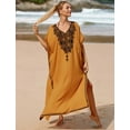 thumbnail image 3 of Mexican Embroidered Kaftan Dresses for Women Batwing Sleeve Caftan Loungewear Maxi Beach Tunic Plus Size Africa Robe Casual Summer Outfis, 3 of 8