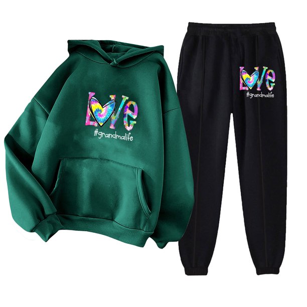 Puntoco Sudadera Con Capucha Para Mujer Sudadera De Manga Larga Con Bolsillo Pantalones De Moda Para Mujer Conjunto De Sudadera Estampada Liquidación Puntoco Puntoco-612