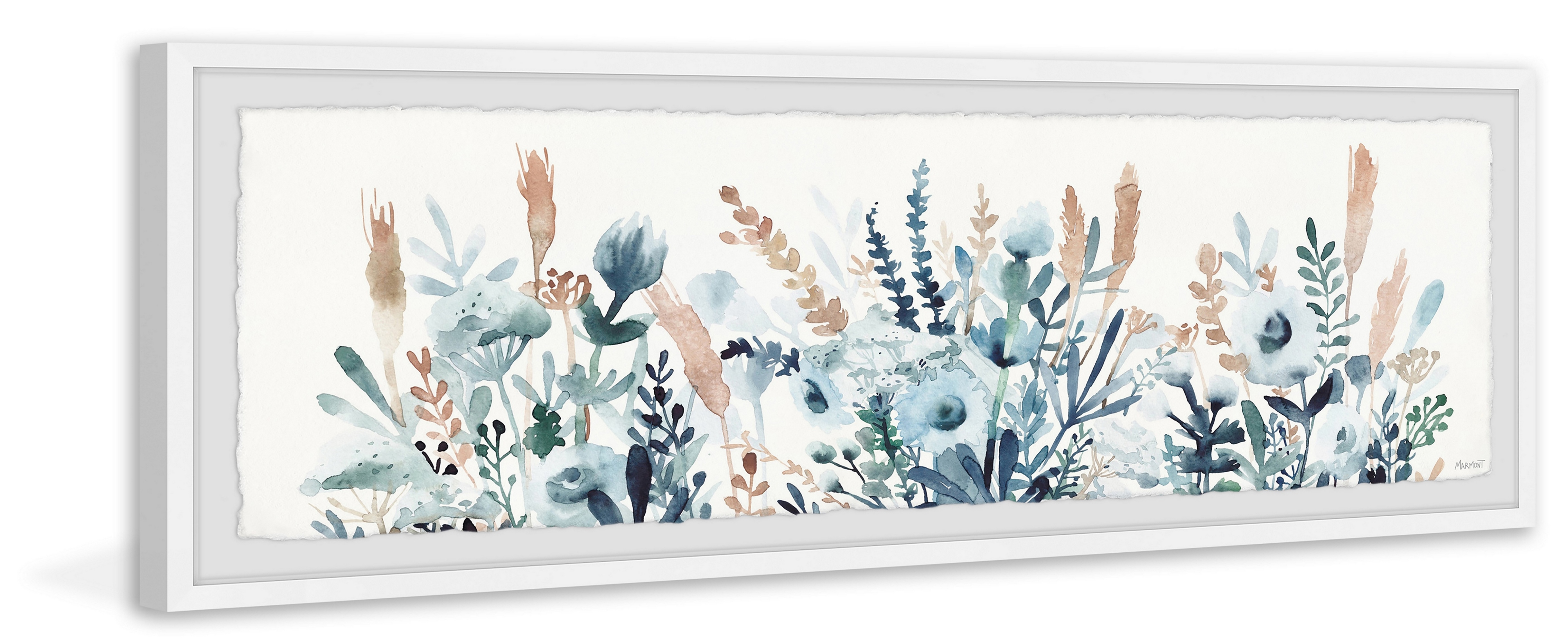 Marmont Hill Flowers and Leaves Framed Wall Art, 10" x 30"