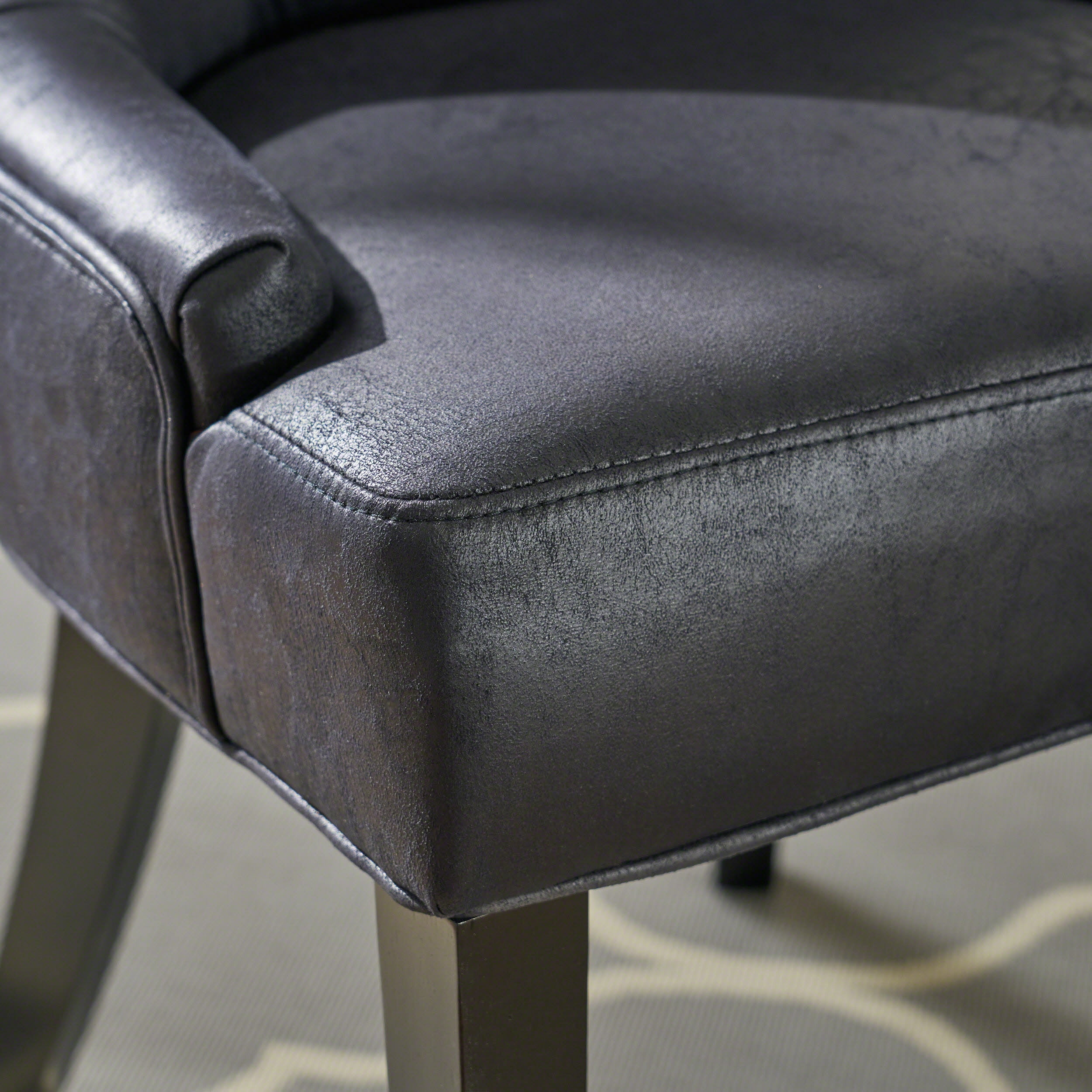 GDF Studio Maggie Contemporary Tufted Dining Chairs, Set of 2, Black Microfiber and Espresso