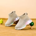 thumbnail image 5 of Gubotare Toddler Shoes for Boys Boys Girls Light Up Shoes Toddler Canvas Sneakers Kids Fashion Shoe Size 6 (Beige,6 Toddler), 5 of 9