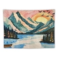 thumbnail image 5 of Nawypu Pink Mountain Tapestry for Bedroom, Aesthetic Tree Sunrise Tapestries Wall Hanging, Nature Lake Forest Landscape Poster, White Cloud and Birds shan Wall Decor for Home Bedroom, 5 of 6