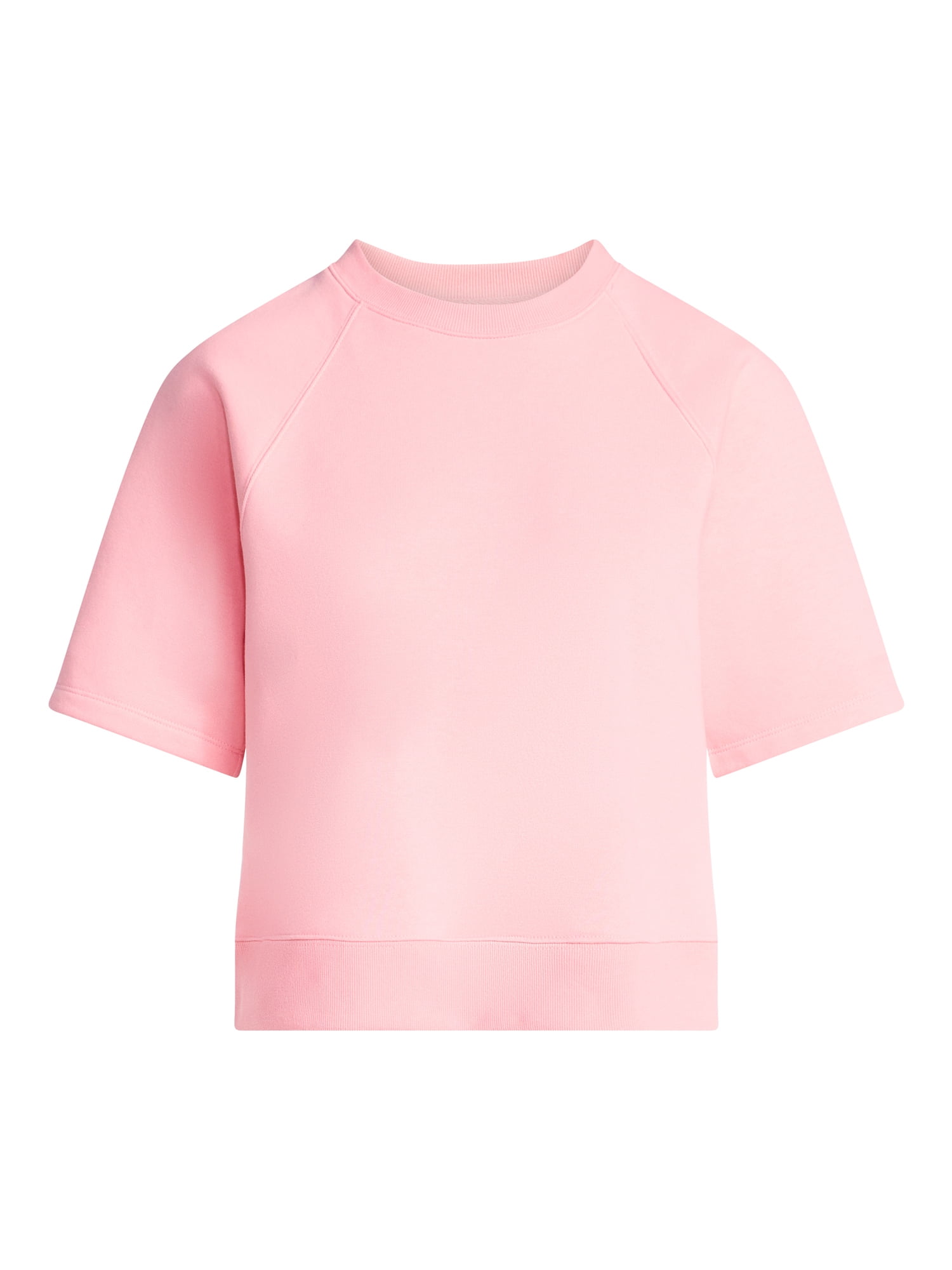 Time and Tru Women's Boxy Sweatshirt with Short Sleeves, Size XS-XXXL