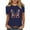 Navy, variant on Shirts for Women Plus Size Short Sleeve Round Neck Independence Day Casual Printed T-Shirt Blue L