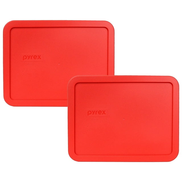 Pyrex 7212-PC Couvercle de Rangement Rectangulaire en Plastique Rouge 11 Tasses Fabriqué aux États-Unis - Lot de 2