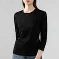 thumbnail image 3 of Women's 100% Supima Cotton Crew Neck Long Sleeve Casual Top, 3 of 4
