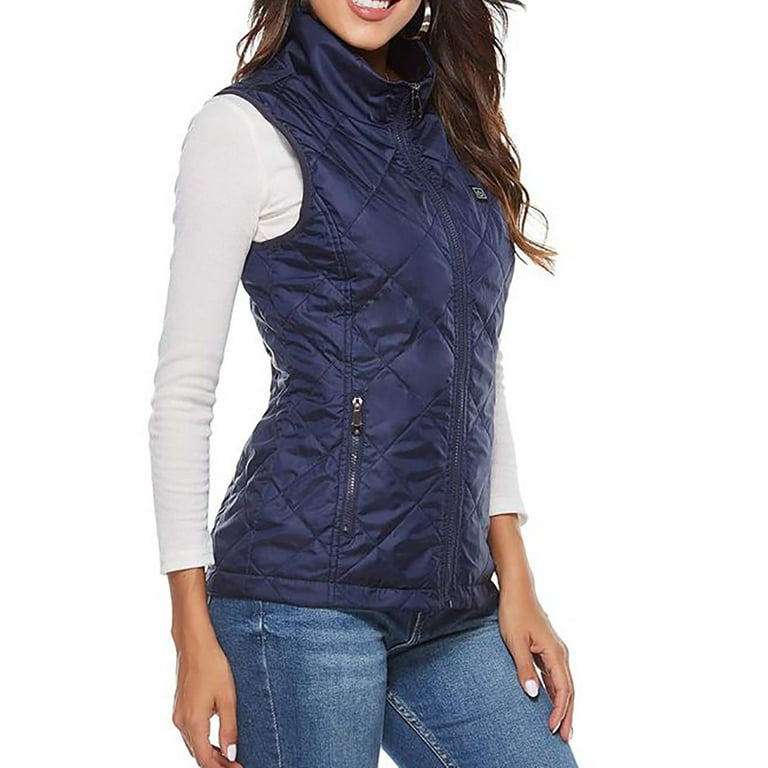Symoid Heated Vest for Women,Women's Winter Vest Jacket,Womens Outdoor Warm  Clothes,Ski Clothing,Casual Fishing Vests Blue Size L