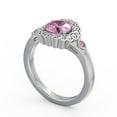 thumbnail image 2 of 1.69 Ct Round Shape Unique Floral Halo Pink Sapphire Natural Diamond Wedding Ring for her 14K White Gold Size 10.5, 2 of 7