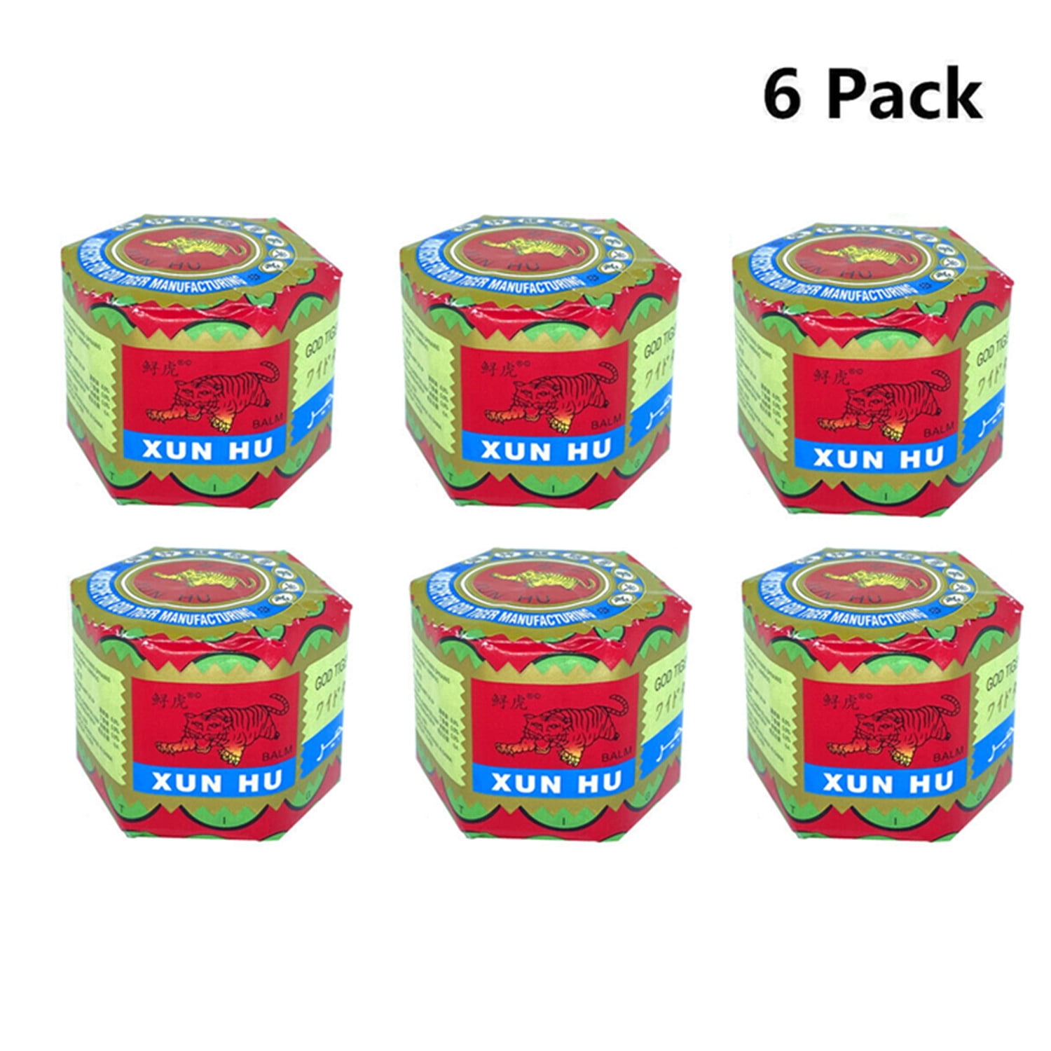 6 Pack XUN HU TIGER BALM, Herbal Rub, Massage Muscle Ointment for FAST PAIN RELIEF