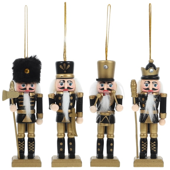 OUNONA Wooden Nutcracker Ornaments Multi-Colored Christmas Desktop Decor 4Pcs