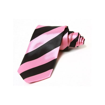 Twill Striped Tie - 2' Trendy Skinny Tie - Black Pink Diagnal Stripe