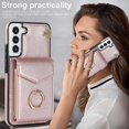 thumbnail image 2 of Elegante funda multifuncional tipo cartera para Samsung S23 Plus con correas, ranura para tarjetas, soporte para anillo, protección para cámara, material de PU, a prueba de golpes, antigolpes., 2 of 5