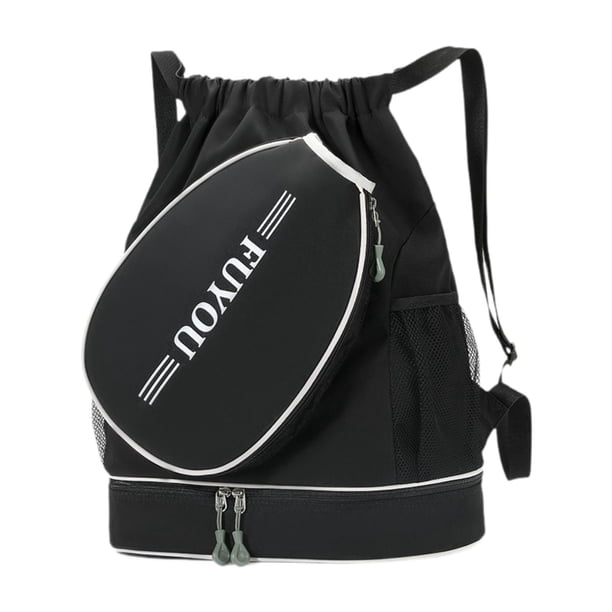 Bolsa de tenis, bolsa de gimnasio, mochila de viaje, bolso de mano con compartimento para zapatos y bolsillo lateral. Negro